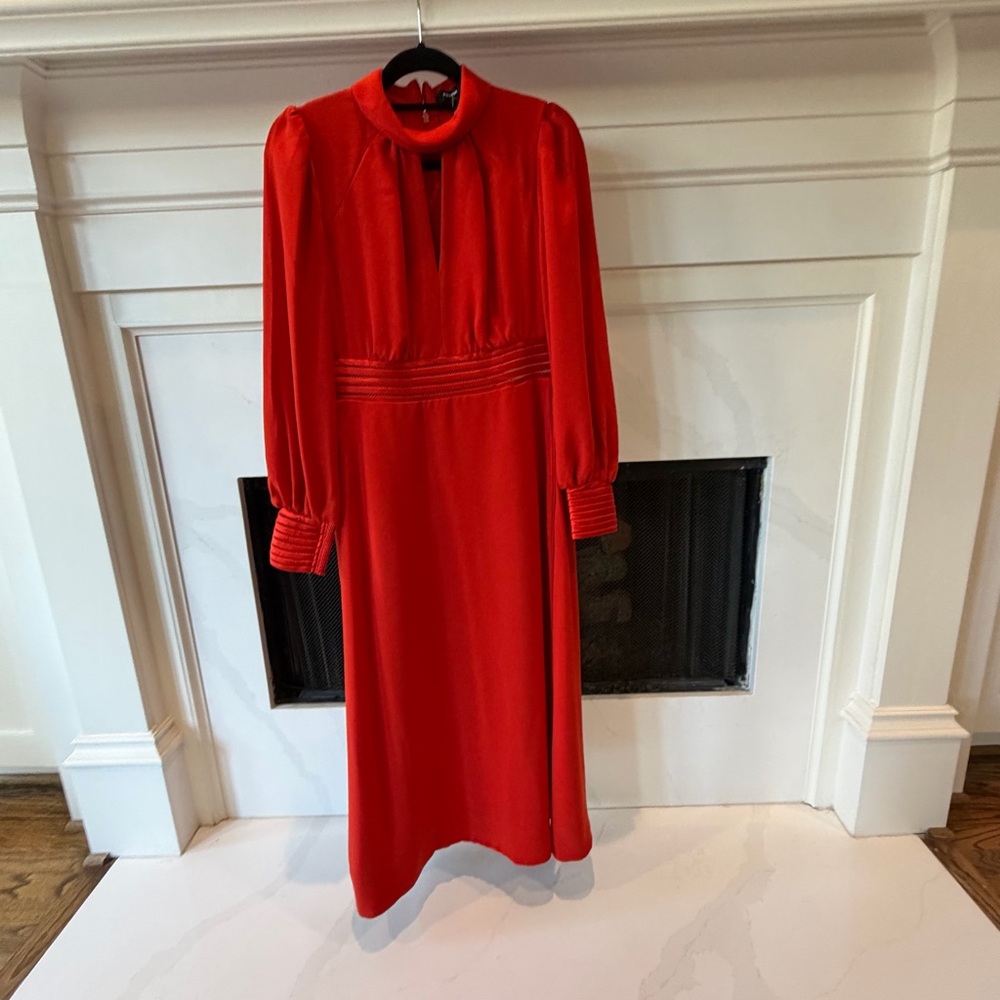 ME+EM Red Long Sleeve Midi Dress